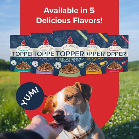 PLATO Pet Treats Dog Food Toppers - Air-Dried Dog Food Toppers for Dry Food - with Collagen to Support Skin and Coat Health - Chicken and Collagen Recipe 12oz in Saudi Arabia