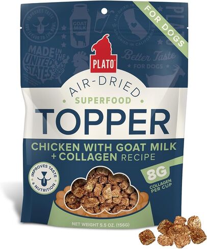 PLATO Pet Treats Dog Food Toppers - Air-Dried Dog Food Toppers for Dry Food - with Collagen to Support Skin and Coat Health - Chicken and Collagen Recipe 12oz in Saudi Arabia