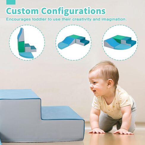 4-Pieces Climbing Toys for Toddlers: PU Leather - Soft Play Climbing for Toddlers - Foam Climbing Blocks for Crawling and Sliding Indoor Playground for Kids in Saudi Arabia