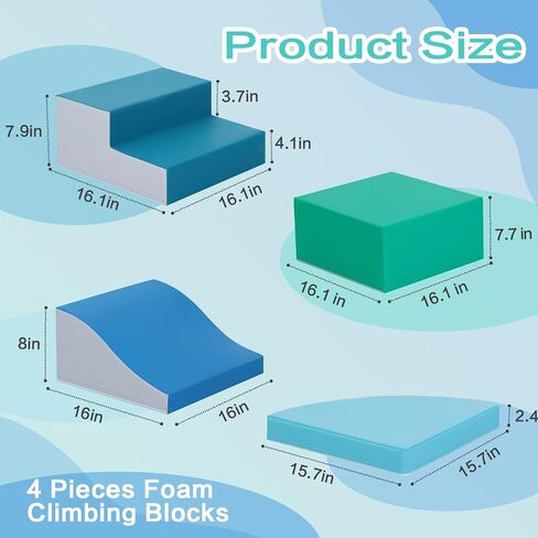4-Pieces Climbing Toys for Toddlers: PU Leather - Soft Play Climbing for Toddlers - Foam Climbing Blocks for Crawling and Sliding Indoor Playground for Kids in Saudi Arabia