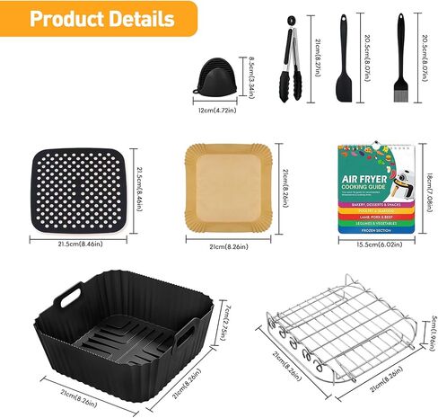 9pcs Air Fryer Accessories for Ninja Foodi Dual Zone Air Fryer DZ401, with Air Fryer Liners Disposable 100pcs and Silicone Aiy Fryer Liners Reusable 2pcs in Saudi Arabia