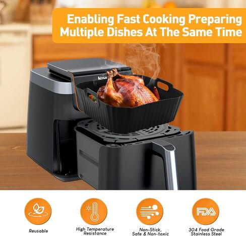 9pcs Air Fryer Accessories for Ninja Foodi Dual Zone Air Fryer DZ401, with Air Fryer Liners Disposable 100pcs and Silicone Aiy Fryer Liners Reusable 2pcs in Saudi Arabia