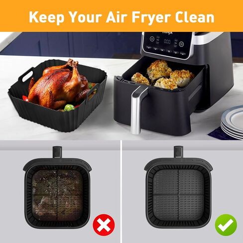 9pcs Air Fryer Accessories for Ninja Foodi Dual Zone Air Fryer DZ401, with Air Fryer Liners Disposable 100pcs and Silicone Aiy Fryer Liners Reusable 2pcs in Saudi Arabia