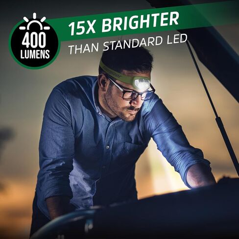 مصباح أمامي LED قابل لإعادة الشحن من إنرجايزر Pro400، مقاوم للماء IPX4، مصباح LED ساطع عالي الطاقة، أوضاع إضاءة متعددة، أفضل مصباح أمامي للتخييم، الجري، في الهواء الطلق، ضوء الطوارئ، يتضمن USB in Saudi Arabia