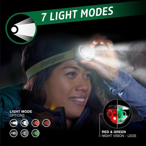 مصباح أمامي LED قابل لإعادة الشحن من إنرجايزر Pro400، مقاوم للماء IPX4، مصباح LED ساطع عالي الطاقة، أوضاع إضاءة متعددة، أفضل مصباح أمامي للتخييم، الجري، في الهواء الطلق، ضوء الطوارئ، يتضمن USB in Saudi Arabia
