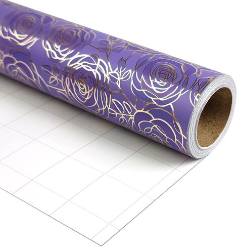 LDGOOAEL Mini Short Small Wrapping Paper Roll (17" X 120") - Purple Star Galaxy with gold Foil for Holiday, Mothers Day, Birthday, Wedding, Baby Shower in Kuwait