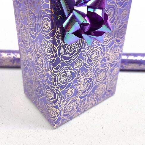 LDGOOAEL Mini Short Small Wrapping Paper Roll (17" X 120") - Purple Star Galaxy with gold Foil for Holiday, Mothers Day, Birthday, Wedding, Baby Shower in Kuwait
