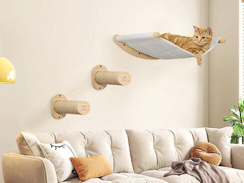 Cat Hammock Wall Mounted, Cat Wall Shelves, Wooden Cat Wall Furniture, Cat Wall Bed, Cat Wall Perches for Large Cats or Kitty Sleeping, Playing, Climbing, and Lounging in Saudi Arabia