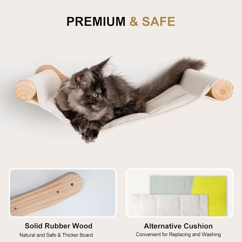 Cat Hammock Wall Mounted, Cat Wall Shelves, Wooden Cat Wall Furniture, Cat Wall Bed, Cat Wall Perches for Large Cats or Kitty Sleeping, Playing, Climbing, and Lounging in Saudi Arabia