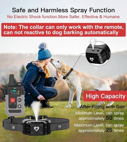 Citronella Dog Training Collar with Remote, 4 Modes Beep/Vibration/Spray/Spray Enhancement, Humane Dog Bark Collar, Safe Compact Easy IPX7, Rechargeable Spray Collar, 330Yard 【Only Work with Remote】 in Saudi Arabia