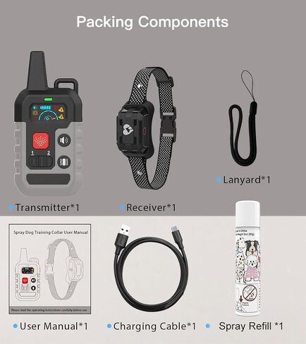 Citronella Dog Training Collar with Remote, 4 Modes Beep/Vibration/Spray/Spray Enhancement, Humane Dog Bark Collar, Safe Compact Easy IPX7, Rechargeable Spray Collar, 330Yard 【Only Work with Remote】 in Saudi Arabia