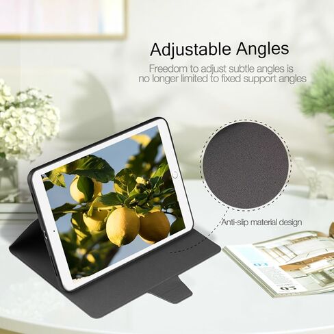 حافظة دوارة لجهاز iPad الجيل السادس/الخامس مقاس 9.7 بوصة (2018/2017) - غطاء ذكي بمشبك مغناطيسي، حامل عرض متعدد الزوايا، زهرة أقحوان بيضاء in Kuwait