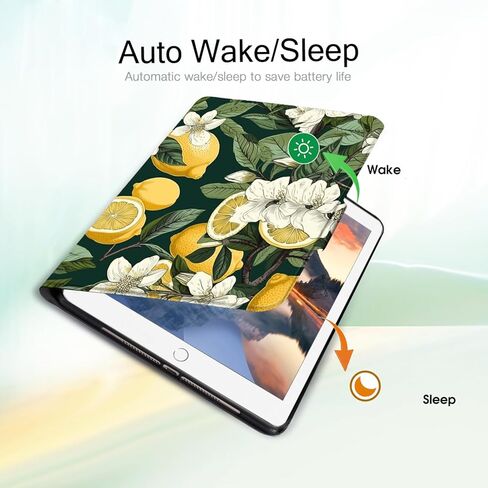 حافظة دوارة لجهاز iPad الجيل السادس/الخامس مقاس 9.7 بوصة (2018/2017) - غطاء ذكي بمشبك مغناطيسي، حامل عرض متعدد الزوايا، زهرة أقحوان بيضاء in Kuwait