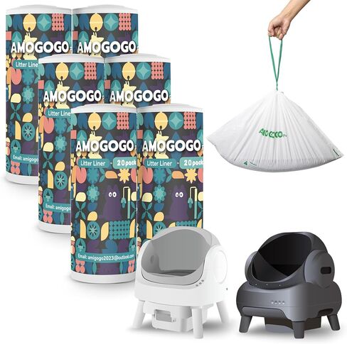 40 Pack Litter Box Liner Bags Compatible with Neakasa M1 Open-Top Self-Cleaning Cat Litter Box, Heavy Duty Replacement Waste Bags, Drawstring Leak-proof Cat Litter Trash Bags in Kuwait