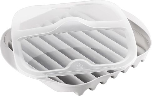 Microwave Bacon Tray with Splatter Lid, Safety, Quick and with No Mess, Microwave Bacon Cooker Make Crispy Bacon in few Minutes（red） in Saudi Arabia