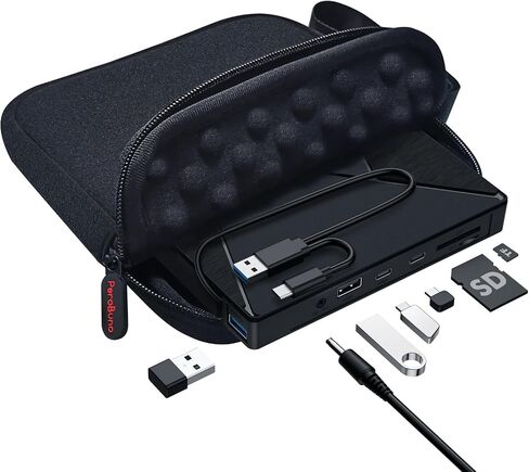 PeroBuno External CD DVD Drive, USB 3.0 Optical Disc Drive, 4 USB Ports and 2 TF/SD Card Slots, CD DVD Burner Writer Reader Player for Laptop Macbook iMac Desktop PC Windows 11/10/8/7/XP Linux Mac OS in Saudi Arabia