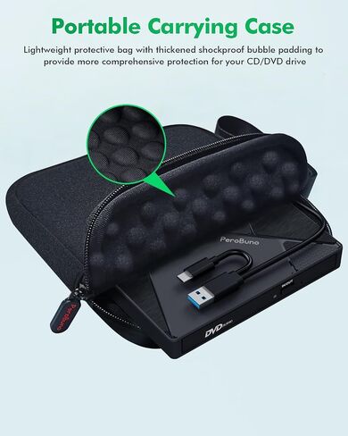 PeroBuno External CD DVD Drive, USB 3.0 Optical Disc Drive, 4 USB Ports and 2 TF/SD Card Slots, CD DVD Burner Writer Reader Player for Laptop Macbook iMac Desktop PC Windows 11/10/8/7/XP Linux Mac OS in Saudi Arabia