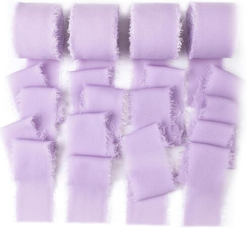 Peach Fringe Chiffon Silk Ribbon 1-1/2 Inch x 40Yd Peachpuff Ribbons Set Handmade Frayed Fabric Ribbon Boho Cloth Ribbon for Wedding Invitation Bridal Bouquet Gift Wrapping DIY Crafts in Kuwait