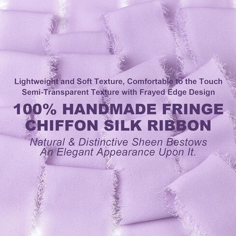 Peach Fringe Chiffon Silk Ribbon 1-1/2 Inch x 40Yd Peachpuff Ribbons Set Handmade Frayed Fabric Ribbon Boho Cloth Ribbon for Wedding Invitation Bridal Bouquet Gift Wrapping DIY Crafts in Kuwait