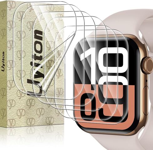 Uyiton 6Pack for Apple Watch Series 10 Screen Protector 46mm, Military-Grade Replacement EPU Film [Not Glass] iWatch Protector Anti Scratch Fingerprint Non-Bubble High Touch Screen Protection Clear in Kuwait