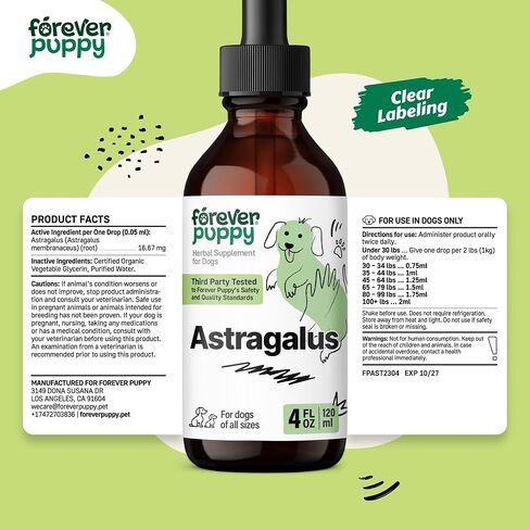 Astragalus Tincture for Dogs - Dog Immune Support Drops w/Astragalus Root - Liquid Astragalus Supplement for All Breeds & Sizes - Dog Food Supplements for Immunity - 2 oz in Saudi Arabia