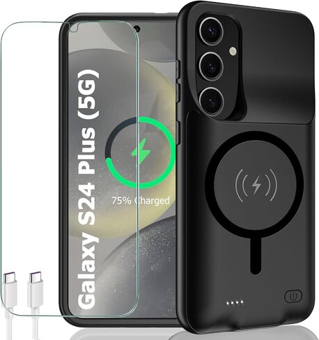 Battery Case for Galaxy S22 Ultra/S23 Ultra,[12000mAh] Portable Protective Smart Wireless Charging Case Support Carplay Compatible with Galaxy S22 Ultra/Galaxy S23 Ultra Battery Case (Black) in Saudi Arabia