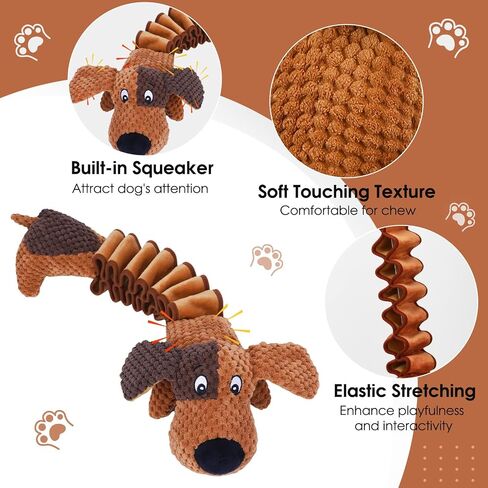 Squeaky Dog Toys for Large Dogs, Tough Tug of War Puppy Toy, Cute Animal Design Plush Dog Toys with Crinkle Paper, Dog Chew Toys for Small, Medium and Large Dogs in Saudi Arabia