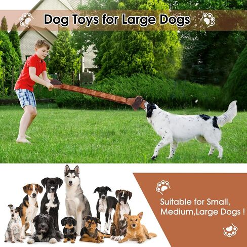 Squeaky Dog Toys for Large Dogs, Tough Tug of War Puppy Toy, Cute Animal Design Plush Dog Toys with Crinkle Paper, Dog Chew Toys for Small, Medium and Large Dogs in Saudi Arabia
