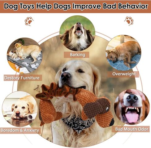 Squeaky Dog Toys for Large Dogs, Tough Tug of War Puppy Toy, Cute Animal Design Plush Dog Toys with Crinkle Paper, Dog Chew Toys for Small, Medium and Large Dogs in Saudi Arabia