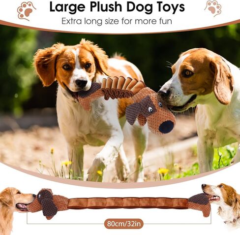 Squeaky Dog Toys for Large Dogs, Tough Tug of War Puppy Toy, Cute Animal Design Plush Dog Toys with Crinkle Paper, Dog Chew Toys for Small, Medium and Large Dogs in Saudi Arabia