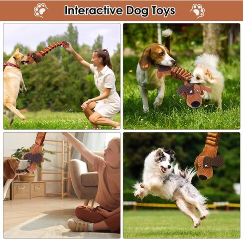 Squeaky Dog Toys for Large Dogs, Tough Tug of War Puppy Toy, Cute Animal Design Plush Dog Toys with Crinkle Paper, Dog Chew Toys for Small, Medium and Large Dogs in Saudi Arabia