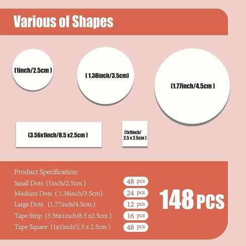 Breliter Pre-Cut Double Sided Tape for Wall - 74Pcs Clear Sticky Tape for Picture Hanging Mounting Tape, Easy to use and Removable Tape for Home Decoration, Birthday Party, Christmas and Crafts in Saudi Arabia