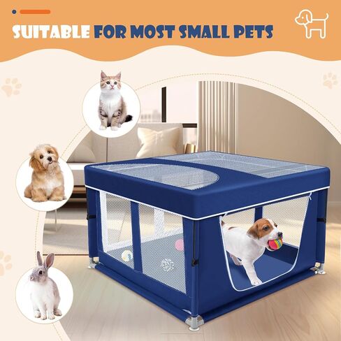 Puppy PlayPen 42 × 42 Inch, Dog Playpen with Gate for Puppies, Small and Medium Dogs, Pet PlayPen with Roof for Outdoors & Indoors, Tear Resistant Fabric, Safe and Sturdy Dog Fence. in Saudi Arabia