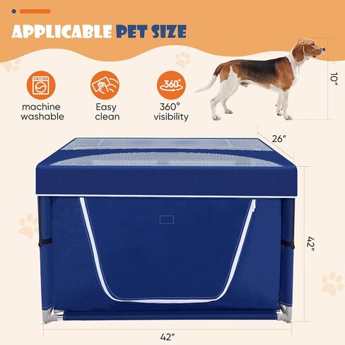 Puppy PlayPen 42 × 42 Inch, Dog Playpen with Gate for Puppies, Small and Medium Dogs, Pet PlayPen with Roof for Outdoors & Indoors, Tear Resistant Fabric, Safe and Sturdy Dog Fence. in Saudi Arabia