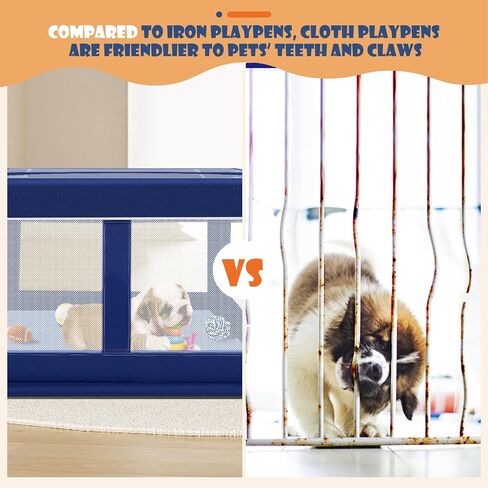 Puppy PlayPen 42 × 42 Inch, Dog Playpen with Gate for Puppies, Small and Medium Dogs, Pet PlayPen with Roof for Outdoors & Indoors, Tear Resistant Fabric, Safe and Sturdy Dog Fence. in Saudi Arabia