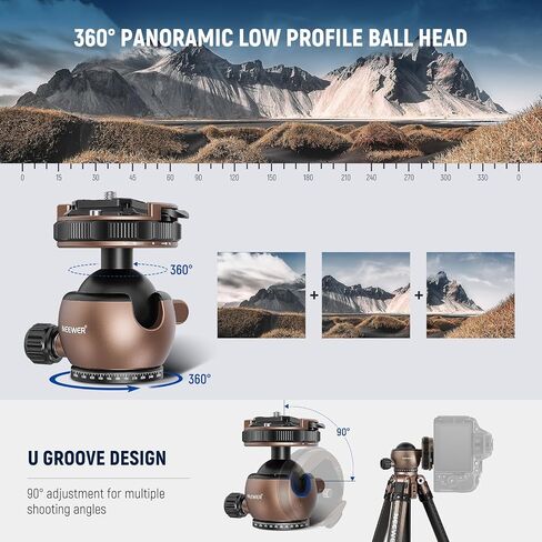 NEEWER GM41 Low Profile Tripod Ball Head, 40mm Metal Panoramic Camera Mount Adapter with 1/4" Arca Type QR Plate Compatible with Peak Design Capture Camera Clip, 360° Swivel & 90° Tilt, Max Load 22lb in Saudi Arabia