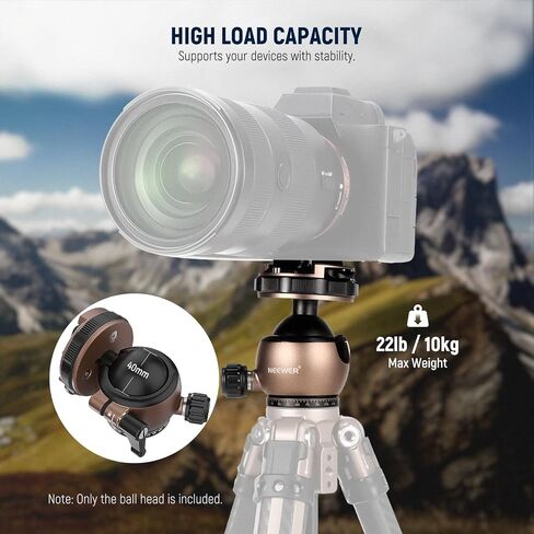 NEEWER GM41 Low Profile Tripod Ball Head, 40mm Metal Panoramic Camera Mount Adapter with 1/4" Arca Type QR Plate Compatible with Peak Design Capture Camera Clip, 360° Swivel & 90° Tilt, Max Load 22lb in Saudi Arabia