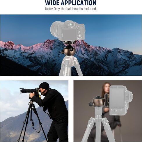 NEEWER GM41 Low Profile Tripod Ball Head, 40mm Metal Panoramic Camera Mount Adapter with 1/4" Arca Type QR Plate Compatible with Peak Design Capture Camera Clip, 360° Swivel & 90° Tilt, Max Load 22lb in Saudi Arabia