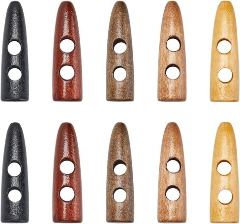 GORGECRAFT 70Pcs Oval Wooden Buttons Horn Toggle Shape Buttons Accessories 2 Holes Wood Sweater Coats Buttons for Jacket Clothing Sewing DIY Art Craft Projects, 7 Colors in Kuwait