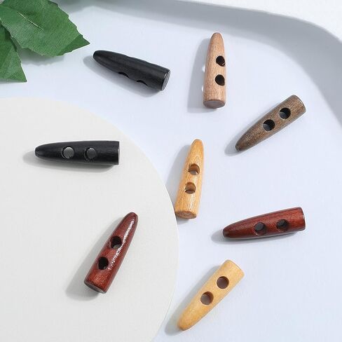 GORGECRAFT 70Pcs Oval Wooden Buttons Horn Toggle Shape Buttons Accessories 2 Holes Wood Sweater Coats Buttons for Jacket Clothing Sewing DIY Art Craft Projects, 7 Colors in Kuwait