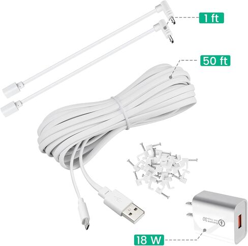 كابل تمديد للكاميرا بطول 50 قدمًا لكاميرا Wyze Cam v4، وWyze Cam Pan v3، وWyze OG، وWyze Cam v3 وv3 Pro، وسلك شحن خارجي مع محول على شكل حرف L ومحول طاقة 18 وات in Saudi Arabia