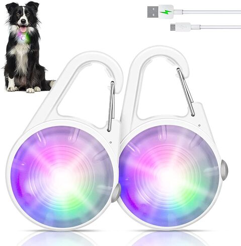 Dog Lights for Night Walking - 2 Pack 4 Modes Dog Collar Light, Rechargeable Dog Walking Light for Nighttime Clip On, IP68 Waterproof Dog Light(Matte Black) in Saudi Arabia