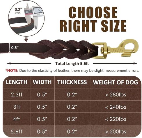 Leather Dog Leash 3ft Dog Leashes for Large Dogs Heavy Duty Training Leash for Medium/Small Dogs Soft Brown Leather Leash in Saudi Arabia