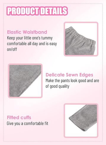 GLASH Kids Toddler Girls Sweatpants, 4pcs Casual Heated Micro Fleece Pants in Kuwait