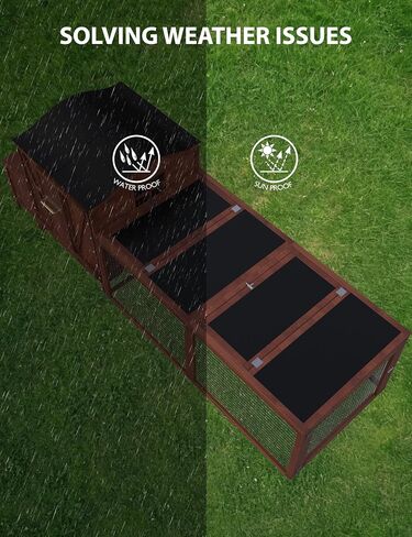 Rabbit Hutch, 106in Wooden Chicken Coop for 3-5 Chickens, Small Animal House for Ducks Dogs Cats Guinea Pigs Pigeons Tortoises with Run, Waterproof Roof, Nesting Box, Trays, Ramp, White Coach in Saudi Arabia