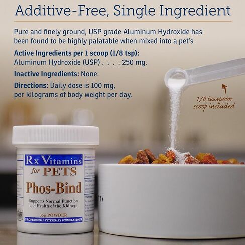Rx Vitamins Phos-Bind - Kidney Support Supplement Powder - Phosphate Binder for Cats & Dogs for Kidney Health - Supports Normal Kidney Cleanse and Essential Kidney Care - 35g in Saudi Arabia