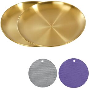 Shallow Cat Food Bowls Stainless Steel Cat Dish with Non-Slip Mat Metal Cat Dishes Whisker Fatigue Relief for Kittens Puppy Hamster 2Pcs (6.68 Inch Dia.)