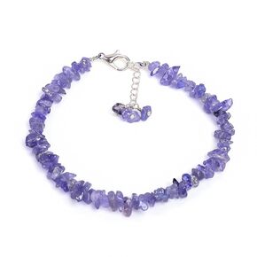 Natural Dalmatian Jasper Chips Nuggets Crystal Bracelet Women Jewelry, Raw Chips Nuggets Beaded Bracelets, 8 inch