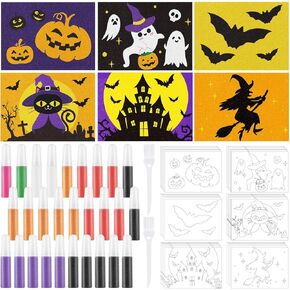 VercanMonth 30 Sets Ocean Animal Sand Art Kits for Kids DIY Ocean Craft Sand Painting Colored Sand Art Painting Cards Set for Children DIY Arts Ocean Theme Educational and Learning Activities