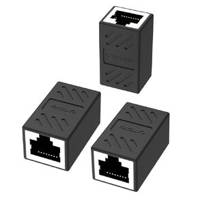 RJ45 Ethernet in-line Adapter Keystone Coupler for Cat8/Cat7/Cat6/Cat5e/Cat5, Female to Female Ethernet Cable Extender for PC Router Modem PS5 Xbox (10 Pack Black)
